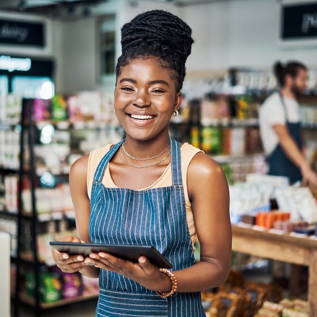 happy retail worker
