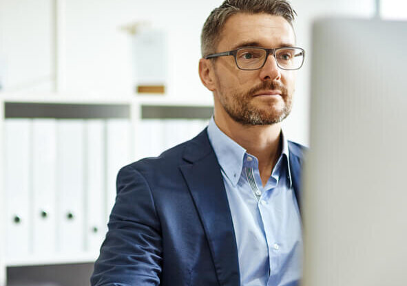 man at computer